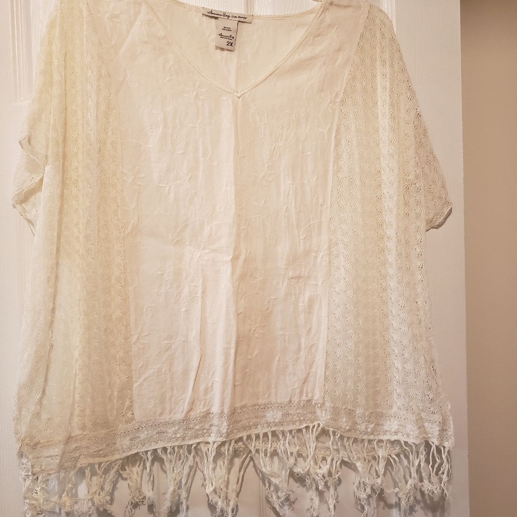 Lacey Fringed Blouse American Rag Brand